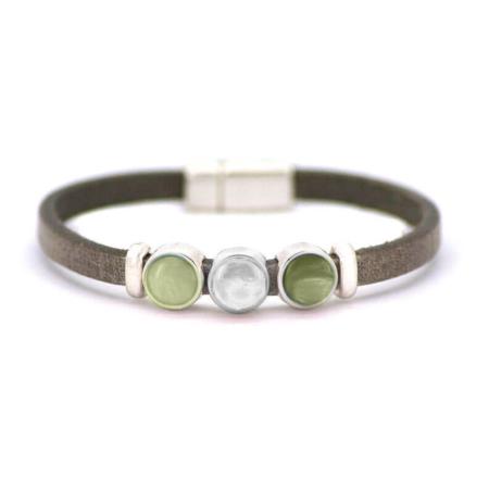 Qoss Grijze Armband Milo Groen - Maat M