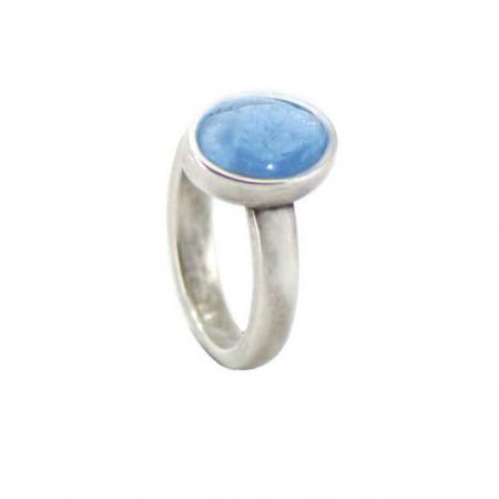 Qoss Ring Door Ovale Hemelsblauwe Steen