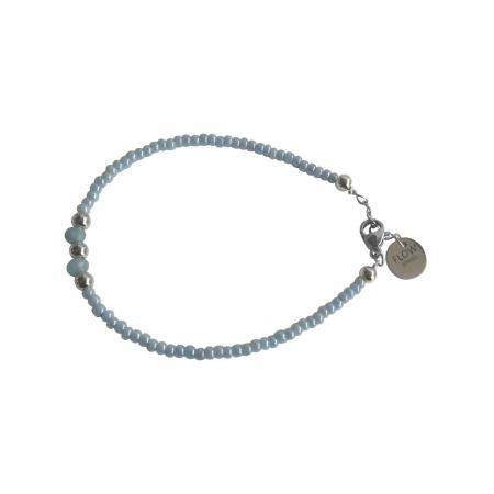 Flow Jewels Armband met Kralen Evi Blauw | Zilver