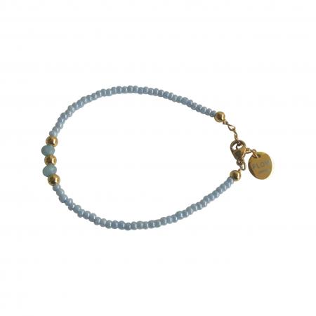 Flow Jewels Armband met Kralen Evi Blauw | Goud