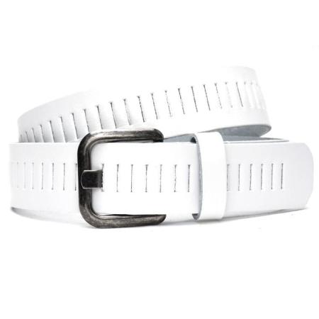 Timbelt Leren Gleufjes Riem 4 cm Wit