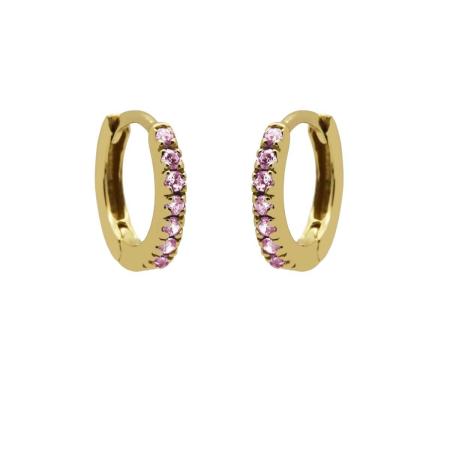 Karma Oorringen Plain Hoops Round Pink 13 mm Goud