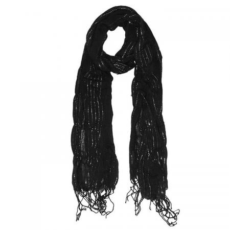 Langwerpige Zwarte Sjaal met Glitterdraad