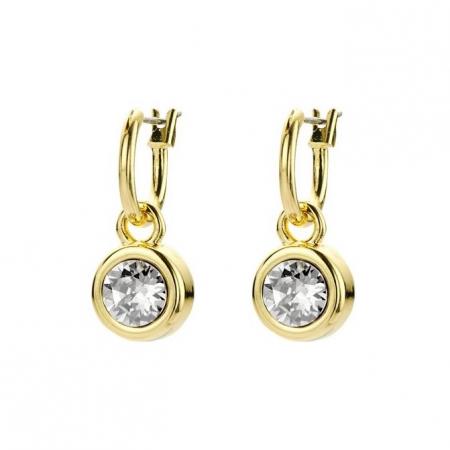 Biba Hang Oorbellen met Swarovski Steentje Silver Shade Goud