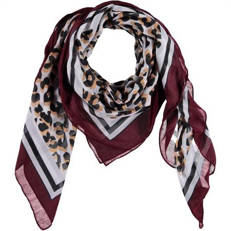 Sarlini Vierkante Sjaal Leopard Bordeaux