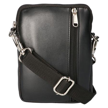 Leather Design Schoudertasje/Riemtasje Zwart