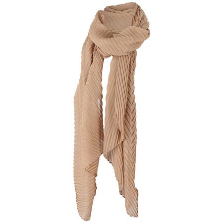 Sarlini Langwerpige Plisse Sjaal Licht Taupe