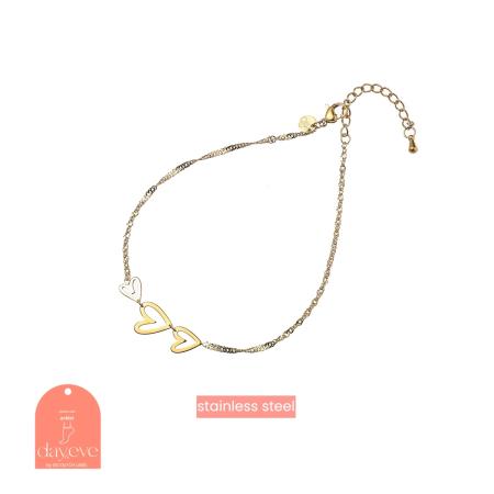 Day&Eve Enkelbandje Heart Wave | Goud