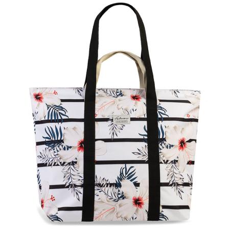 Fabrizio Strandtas Bloemenprint Zwart/Wit