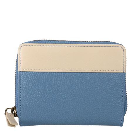 Leather Design Zip Around Portemonnee RFID Revival Vintage Fairyblue