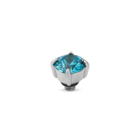 Melano Twisted Glint Steentje Aqua Blue | Zilver