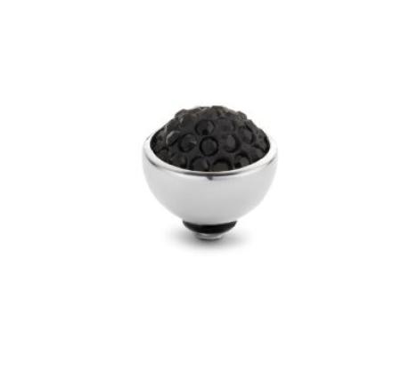 Melano Twisted Shiny Steentje Jet Black | Zilver