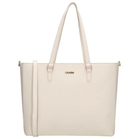 Charm London Birmingham Safiano - Handtas/Schoudertas 15.6'' - Cream
