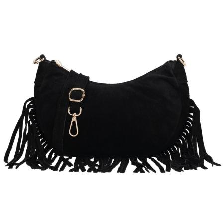 Charm London Suède Schoudertasje Elisa Zwart