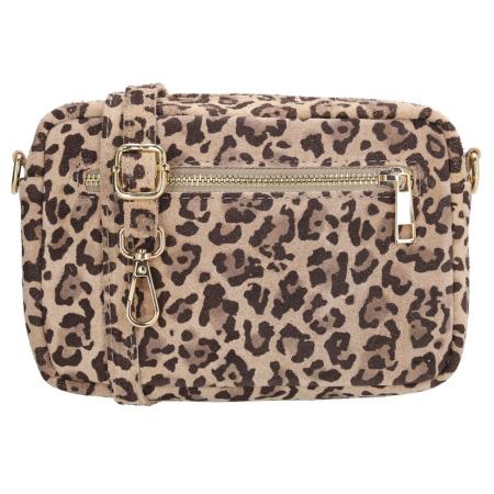 Charm London Suède Schoudertasje Camerabag Elisa Luipaard