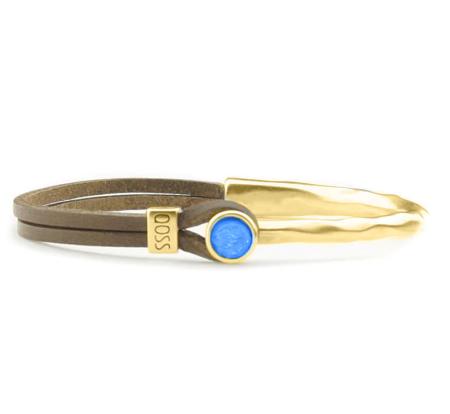 Qoss Taupe Armband Coco Blauw | Goud - Maat S