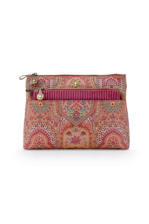 Pip Studio Toilettas Set Caryn Cosmetic Bag Combi Jabali Red