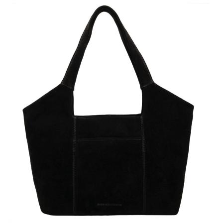 Hide & Stitches Suède Shopper/Handtas Brazos Zwart