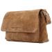 Hide & Stitches Suède Schoudertas met Overslag Brazos Camel