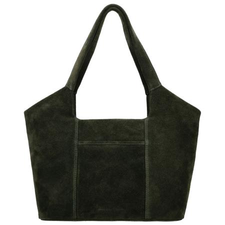 Hide & Stitches Suède Shopper/Handtas Brazos Olijf