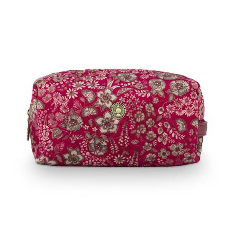 Pip Studio Toilettas Coco Cosmetic Bag Medium Quilted Daisy Dreams Red