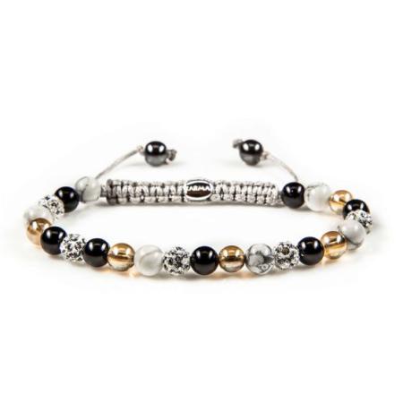 Karma Armband Spiral Black Meets Gold White Crystal
