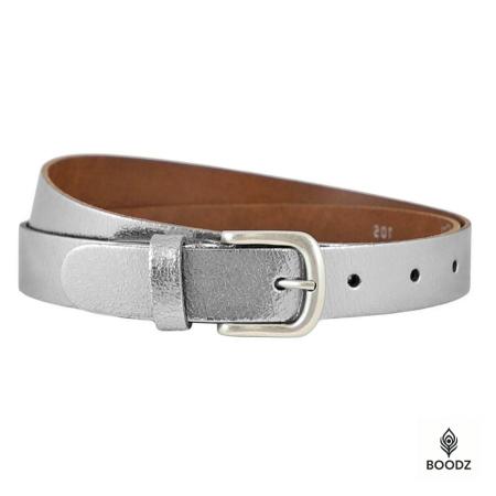 Boodz Leren Riem 3 cm Metallic Zilver