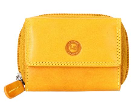 Leather Design Mini Wallet Portemonnee RFID Geel
