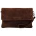 Hide & Stitches Suède Clutch/Schoudertas Brazos Donker Bruin