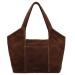Hide & Stitches Suède Shopper/Handtas Brazos Donker Bruin
