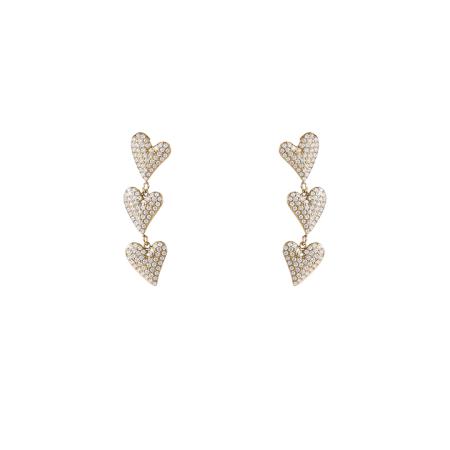 Day&Eve Oorbellen 3 Sparkle Hearts Dangle | Goud