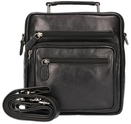 Leather Design Reportertas Unisex Zwart