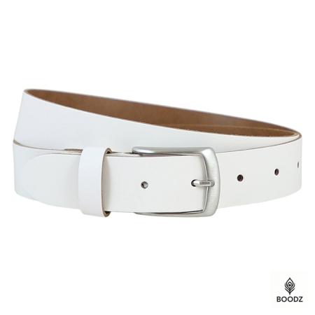 Boodz Leren Riem 3.5 cm Wit