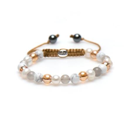 Karma Armband Spiral Best Beige White Crystal