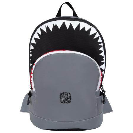 Pick&Pack Kinder Rugzak Happy Haai Grijs M
