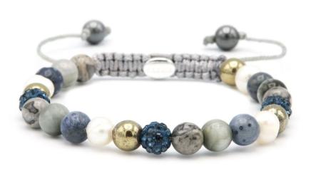 Karma Armband Spiral Pearls Rock Blue Crystal