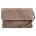 Hide & Stitches Suède Clutch/Schoudertas Brazos Taupe