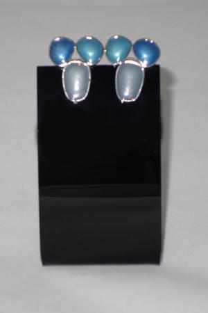 Oorclip met Emaille en Epoxy Blauw