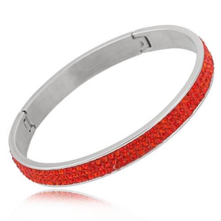 Just Crystals Edelstaal Armband 28-AB Rood-0