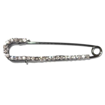 Grote Veiligheidsspeld / Ponchospeld Grijs met Strass Steentjes