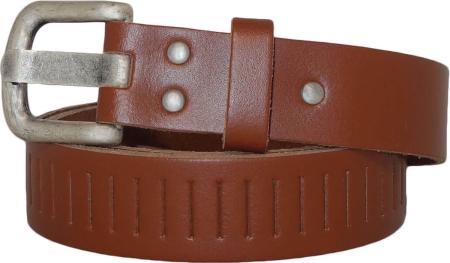 Leren Gleufjes Riem Cognac