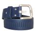 Leren Gleufjes Riem Breed Blauw