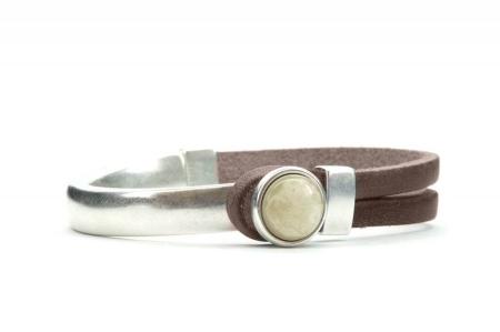Qoss Taupe Armband Gwen Crème Bol - Maat L